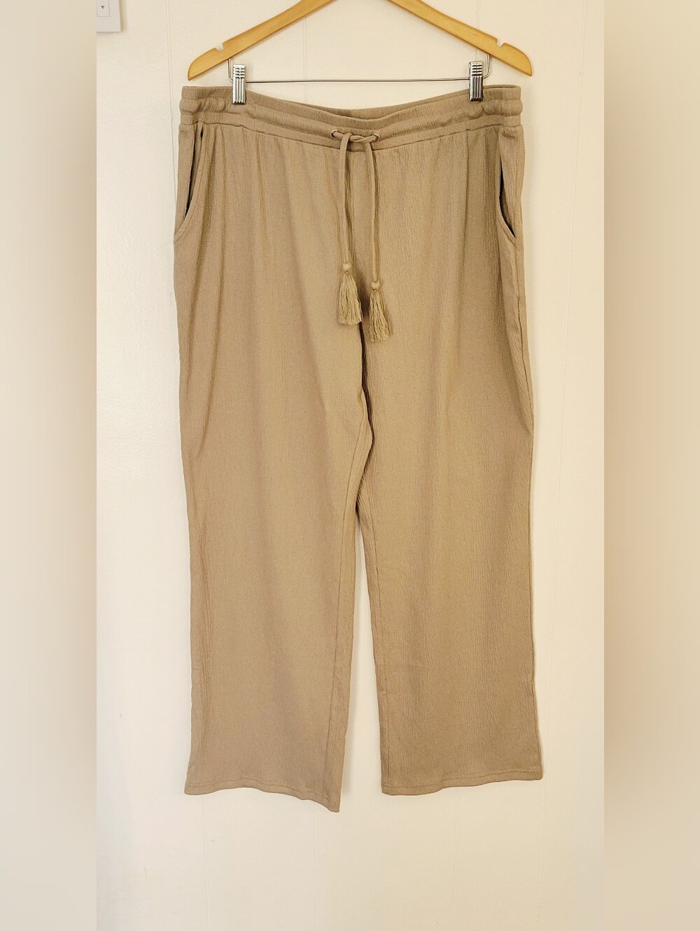 Belle by Kim Gravel Beige Drawstring Pants